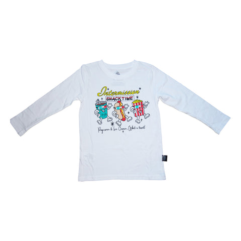 Intermission Graphic Long Sleeve Tee in White - Ice Cream Castles